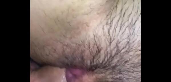  Young teen girlfriend with loose hairy pussy fucked by small dick